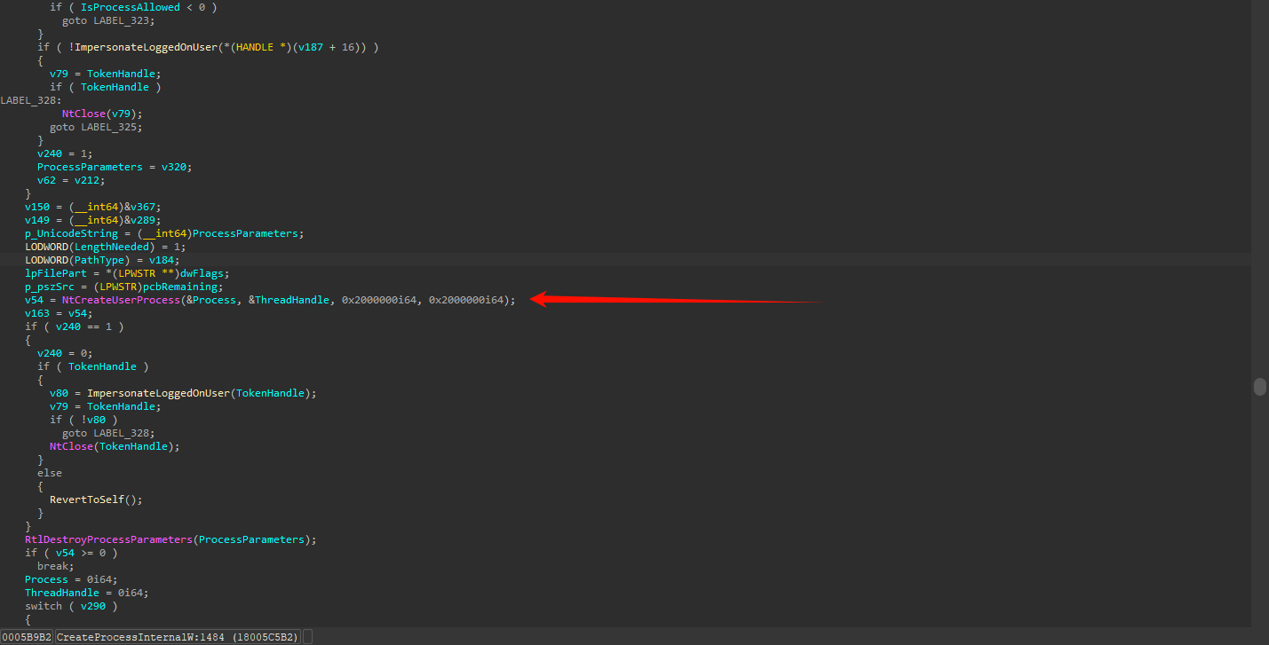 CreateProcessInternalW